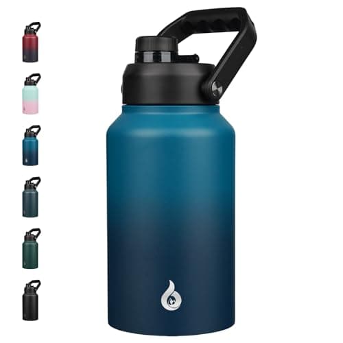 BJPKPK One Gallon Insulated Water Bottle, Stainless Steel Thermos, BPA Free, Ergonomic Handle, Anti-Slip Bottom, Black — Vast