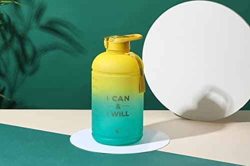 INSPO Gallon Water Bottle with Time Marker & Straw, BPA-Free & Leakproof