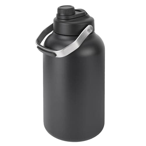 128oz Insulated Stainless Steel Water Bottle, BPA-Free, Black Handle for Sports & Travel — Black
