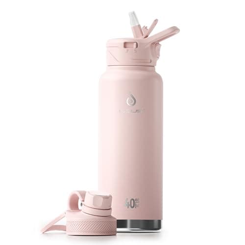Ideus Insulated Stainless Steel Water Bottle, 64oz Gray for Hiking and Biking — Light Pink