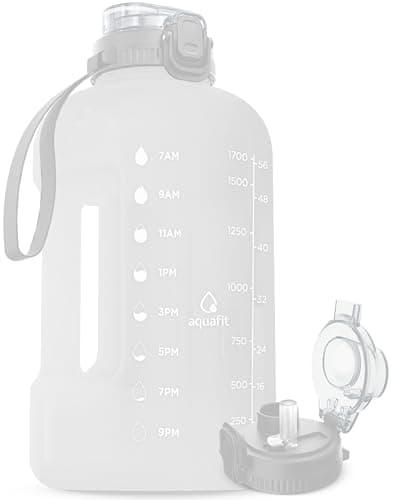 AQUAFIT 1 Gallon Water Bottle for Gym with Time Marker and Straw Lid - BPA Free Big Water Jug - Gray — Frosty