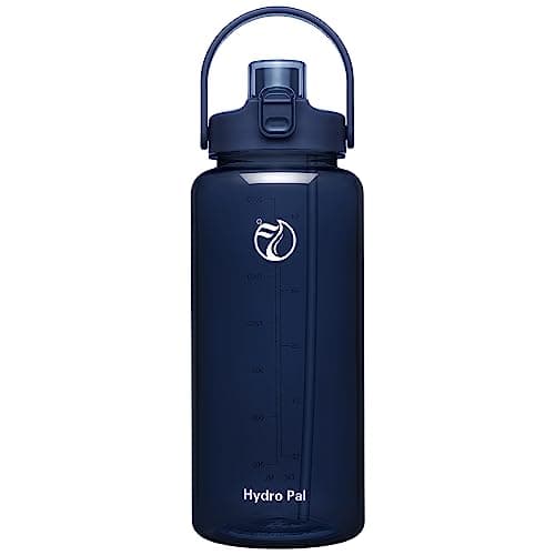 Motivational Half Gallon Water Bottles with 2 Straws and Time Marker — Purplish Blue