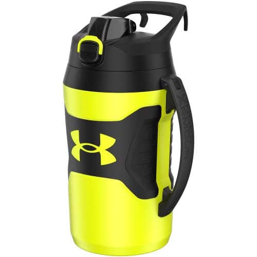 Under Armour Insulated Half Gallon Water Bottle, 64oz Leak Resistant Jug with Handle — Hi Vis Yellow/Black