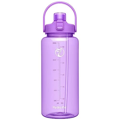Motivational Half Gallon Water Bottles with 2 Straws and Time Marker — Amethyst