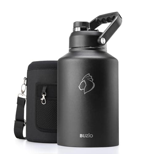 Buzio 128oz Insulated Water Bottle with Straw Lid & 2 Beer Cups, Black — Black-2