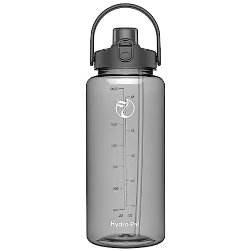 Motivational Half Gallon Water Bottles with 2 Straws and Time Marker — Graphite