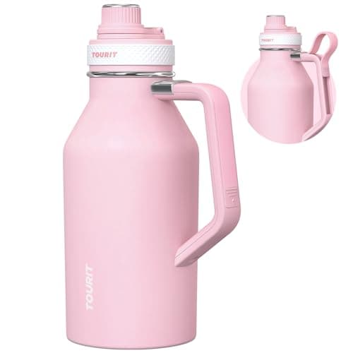 TOURIT 64oz Insulated Stainless Steel Water Bottle, Cold & Hot Hold, Wide Mouth Green — Y-Pink