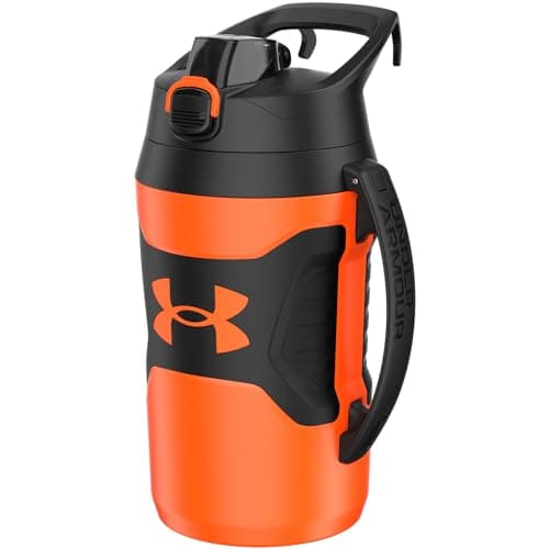 Under Armour Insulated Half Gallon Water Bottle, 64oz Leak Resistant Jug with Handle — Blaze Orange/Black