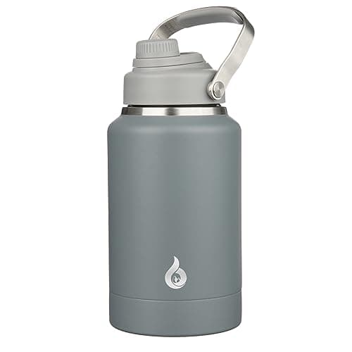 BJPKPK Insulated 1 Gallon Water Bottle, 128oz BPA Free Jug with Metal Handle & Lid, Stainless Steel Thermos for Gym, Spo — Gray