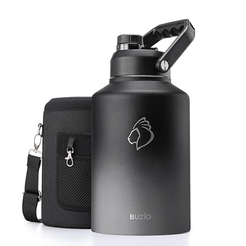 Buzio 128oz Insulated Water Bottle with Straw Lid & 2 Beer Cups, Black — Black Gray-2