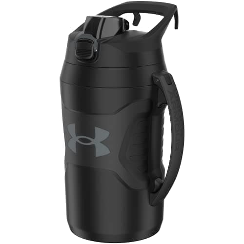 Under Armour Insulated Half Gallon Water Bottle, 64oz Leak Resistant Jug with Handle — Black/Black