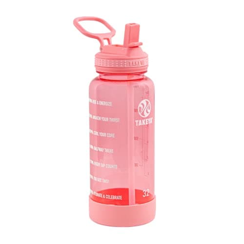 Takeya Flutter Pink 64oz Tritan Bottle with Straws and Handle — Flutter Pink