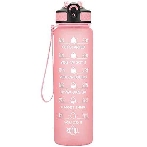 Hyeta 32 oz Motivational Water Bottle with Time Marker, Leakproof Fitness Bottle — Lotus Matte