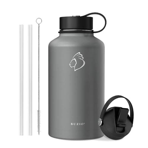 Buzio 1 Gallon Stainless Steel Water Jug, Black Keep Cold 48H & Hot 24H — Graphite