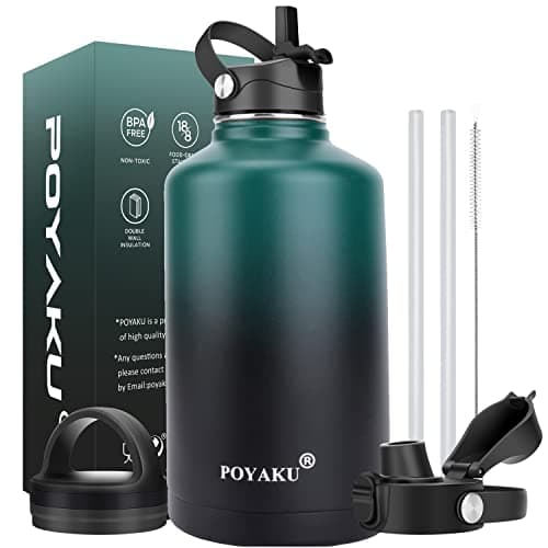 Insulated Stainless Steel Water Bottle, 32oz-128oz, Leak-Proof Straw Lid — Indigo Crush