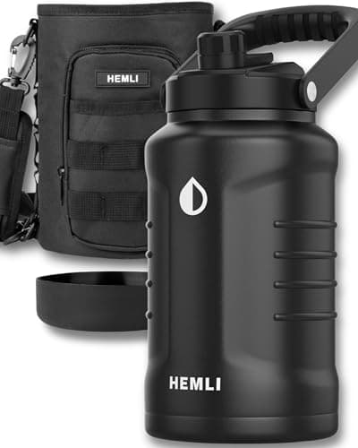Red Black Insulated Stainless Steel 128 oz Water Bottle & Growler with Case — New Black