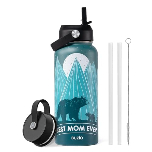 Buzio 1 Gallon Stainless Steel Water Jug, Black Keep Cold 48H & Hot 24H — Dark Green
