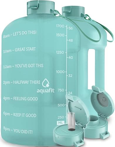 Gym Water Bottle with Time Marker and Straw - 64 oz, BPA Free - Aqua — Mint