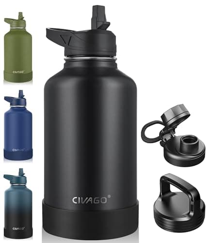 CIVAGO 64 oz Insulated Water Bottle, Midnight Black