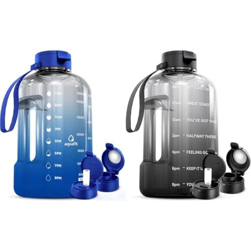 AQUAFIT 2-Pack 1 Gallon BPA Free Water Bottle with Time Marker