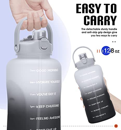 1 Gallon Water Bottle with Straw and Times to Drink Motivational, BPA Free Gym Bottle