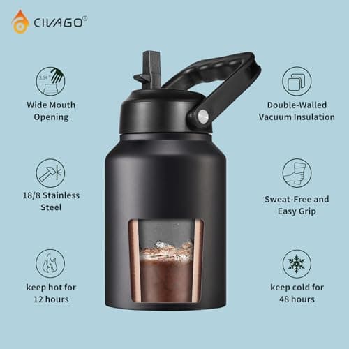 CIVAGO 64 oz Insulated Water Bottle, Navy Blue