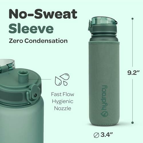Hydracy Large BPA-Free Water Bottle with Time Marker & Fruit Infuser - Leak Proof & No Sweat Sleeve, Perfect for Fitness and Outdoors