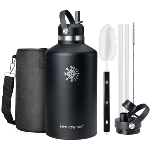 Cobalt 128 oz Insulated Stainless Steel Water Bottle with Carrying Pouch — Black
