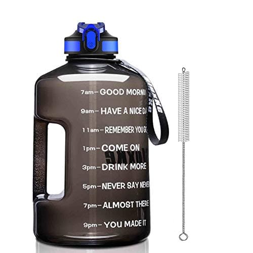 128oz BPA Free Sports Water Bottle with Time Marker, Black — Black