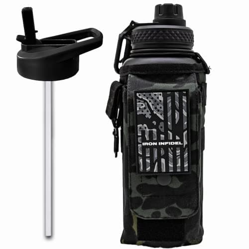 Iron Infidel Battle Bottle - 64 oz Insulated Stainless Steel Water Bottle (OCP Camo) — 32oz - Black Camo