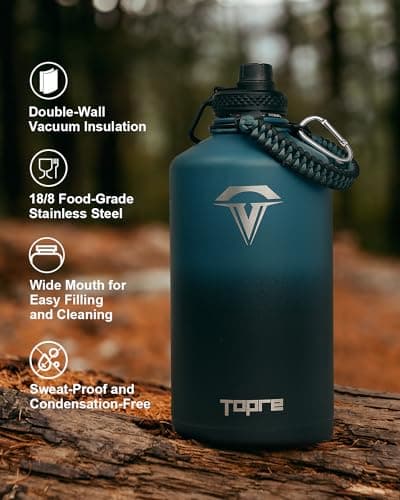 Indigo Black Insulated 1 Gallon Water Bottle, BPA-Free & Leakproof