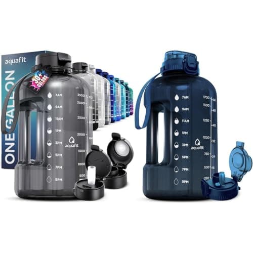 AQUAFIT 2 Pack: Half & Gallon Water Bottles with Time Markers