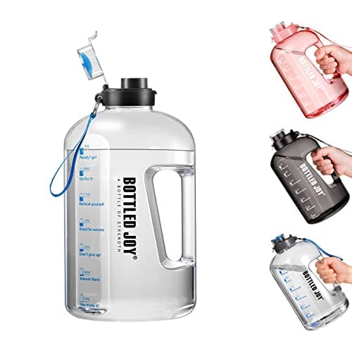 Dundun BPA-Free 1 Gallon Water Bottle with Time Markings for Sports and Camping — White