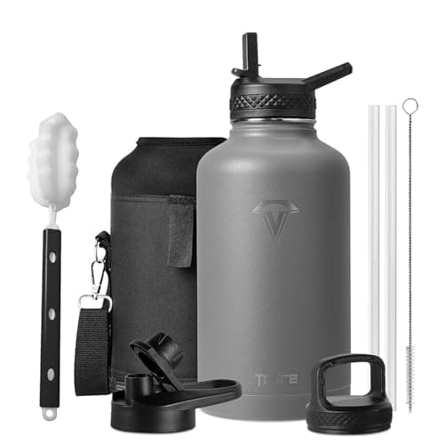 64 oz Insulated Stainless Steel Water Bottle, Black — Gray