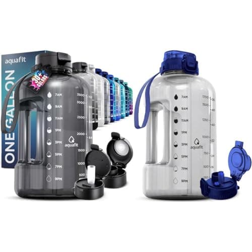 AQUAFIT 2-Pack: Half Gallon & Gallon Water Bottles with Time Markers
