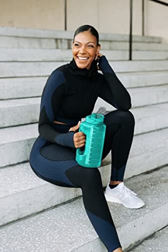 ZULU Goals Large Water Bottle 64oz/128oz with Time Marker, BPA-Free | Gym, Camping Essential
