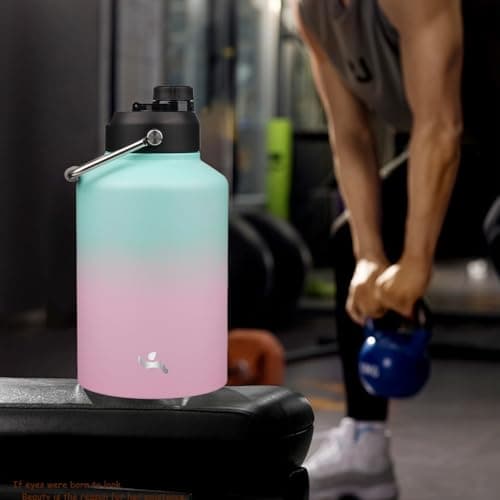 128 oz Insulated Stainless Steel Water Bottle with Handle and Pouch,Gum