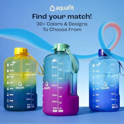 AQUAFIT 2 Pack - 1 Gallon & 64 oz Half Gallon Water Bottles