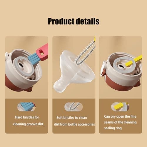 3 in 1 Cleaning Brush - Thoroughly Clean Bottles, Cups, and Tight Spaces - Home & Kitchen Essential