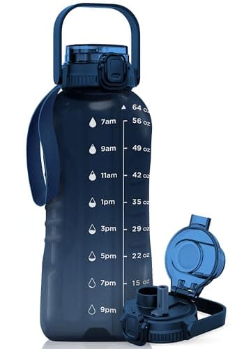 AQUAFIT 128 oz Nebula Water Bottle for Gym with Straw & Chug Lid - BPA Free Timer Marked Anatomical Big Jug with Strap — Nebula