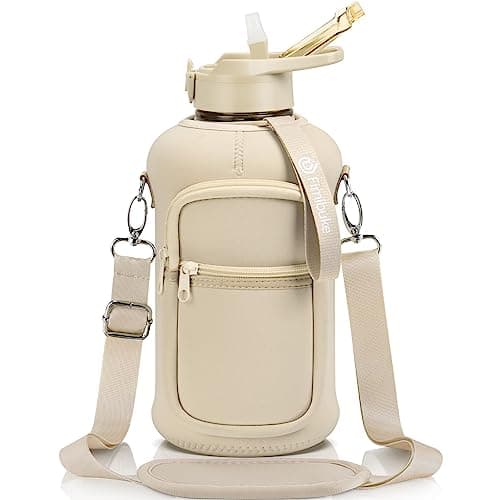 Fimibuke Half Gallon Leakproof Water Bottle with Handle & Straw — D2.Apricot Gelato