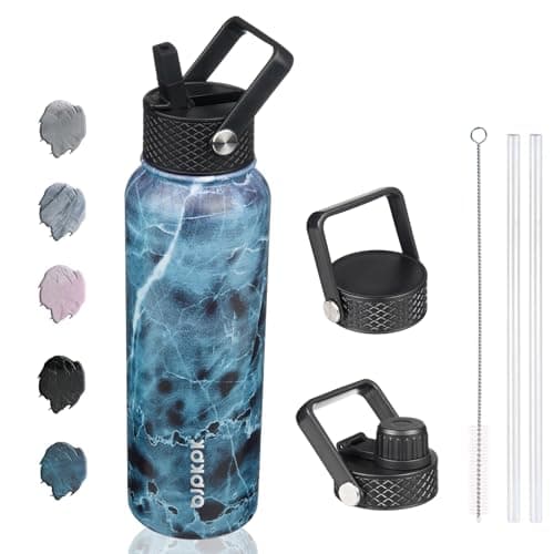BJPKPK Insulated 64oz Water Bottles with Straw Lid & Paracord Handle, Thermos for Hot & Cold Liquid, Navy Blue — Ocean