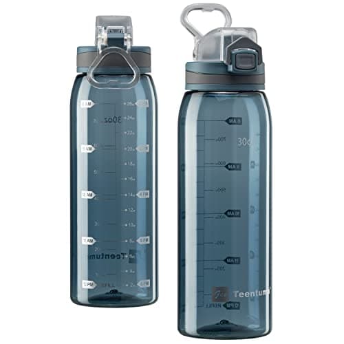 30oz Durable Time Marker Water Bottle for Gym Workouts and Travel — Clear Blue