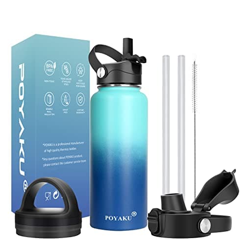 Insulated Stainless Steel Water Bottle, 32oz-128oz, Leak-Proof Straw Lid — 32oz Pacific Prince