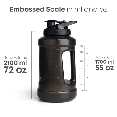 Smartshake Ultimate 2100ml Leak Proof Screw Top BPA Free Sports Bottle - Black