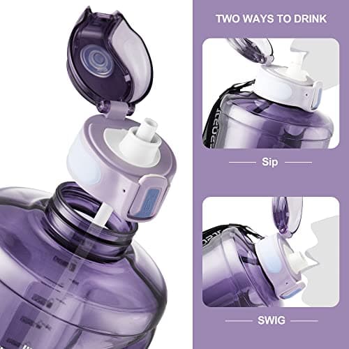 TKK 64oz BPA Free Water Bottle with Straw & Handle for Daily & Gym Use