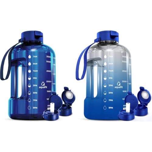 AQUAFIT 2 Pack 2 x 1 Gallon BPA-Free Water Bottle with Time Marker