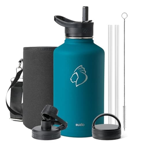 Buzio 64 oz Insulated Water Bottle, Cold Proof 48 Hrs, Stainless Steel, Indigo Crush — Dark Blue