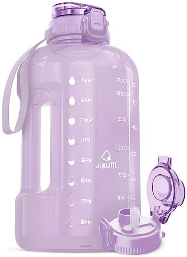 64 oz AQUAFIT Water Bottle with Time Marker and Straw for Gym (Aqua) — Lilac