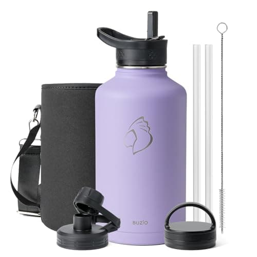Buzio 64 oz Insulated Water Bottle, Cold Proof 48 Hrs, Stainless Steel, Indigo Crush — Purple